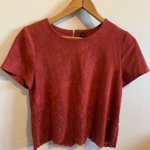 Rust Red Suede-Feel Top
